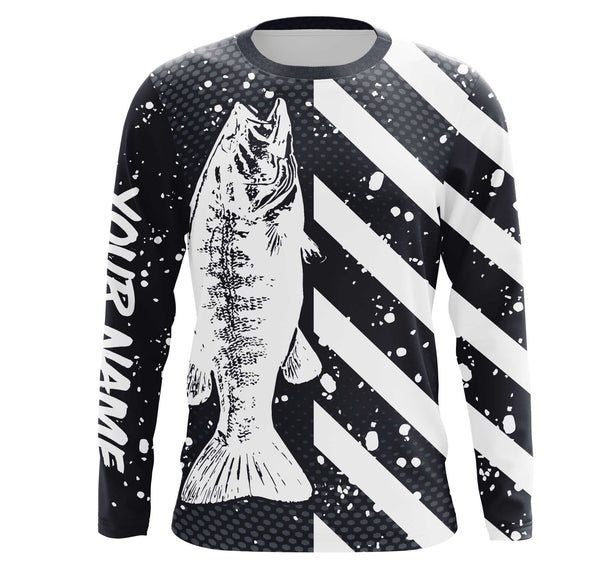 Bass fishing UV protection quick dry Customize name long sleeves fishing shirts UPF 30+ TMTS015