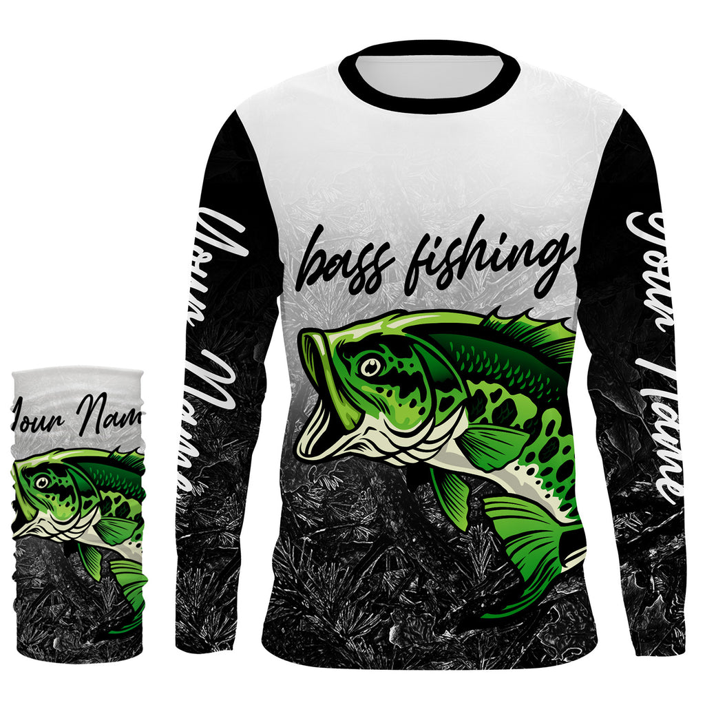 Bass Fishing Bass Tattoo Green Camouflage Custom Name Long Sleeve