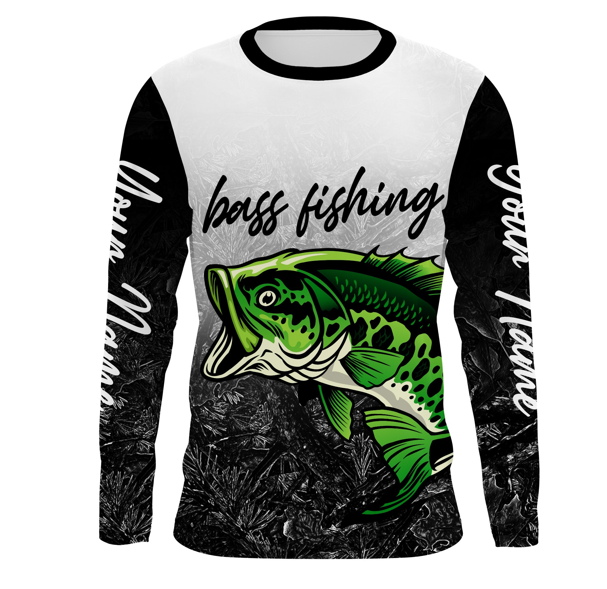 Custom Largemouth Bass Fishing Camo Long Sleeve Fishing Shirts, Bass T –  Myfihu