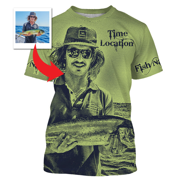 Fishing Shirt Custom Name, Image, Time, Location 3D UV protection Shirts UPF 30+ Fishing gift TMTS050