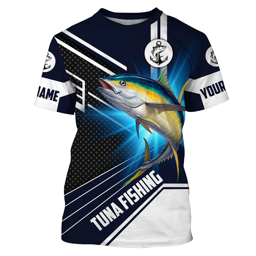 Yellowfin Tuna Fishing Custom Name Performance Fishing Shirt, Sun Prot –  Myfihu