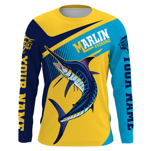 Marlin Fishing Custom Long Sleeve performance Fishing Shirts, Marlin Fishing jerseys HVFS004