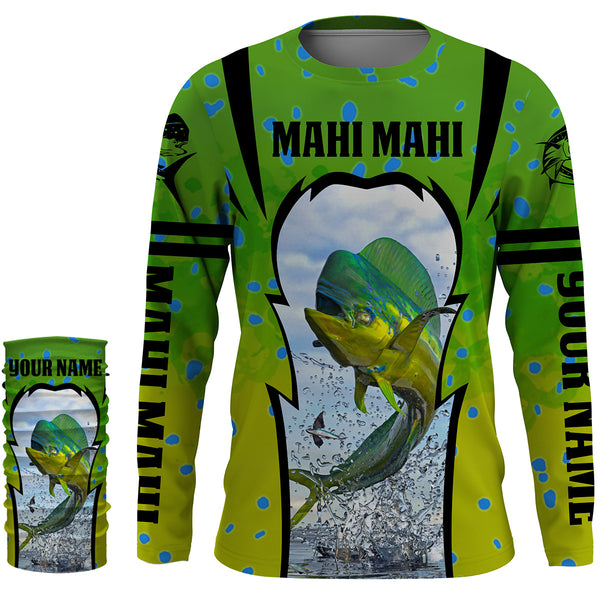 Mahi mahi (Dorado) fishing mahi mahi scales Customize Name UV Protection quick dry Fishing Shirts UPF 30+ HVFS059