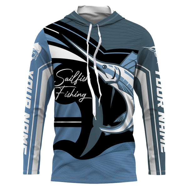 Sailfish Fishing Custom Long Sleeve performance Fishing Shirts, Sailfish Fishing jerseys | blue -HVFS011