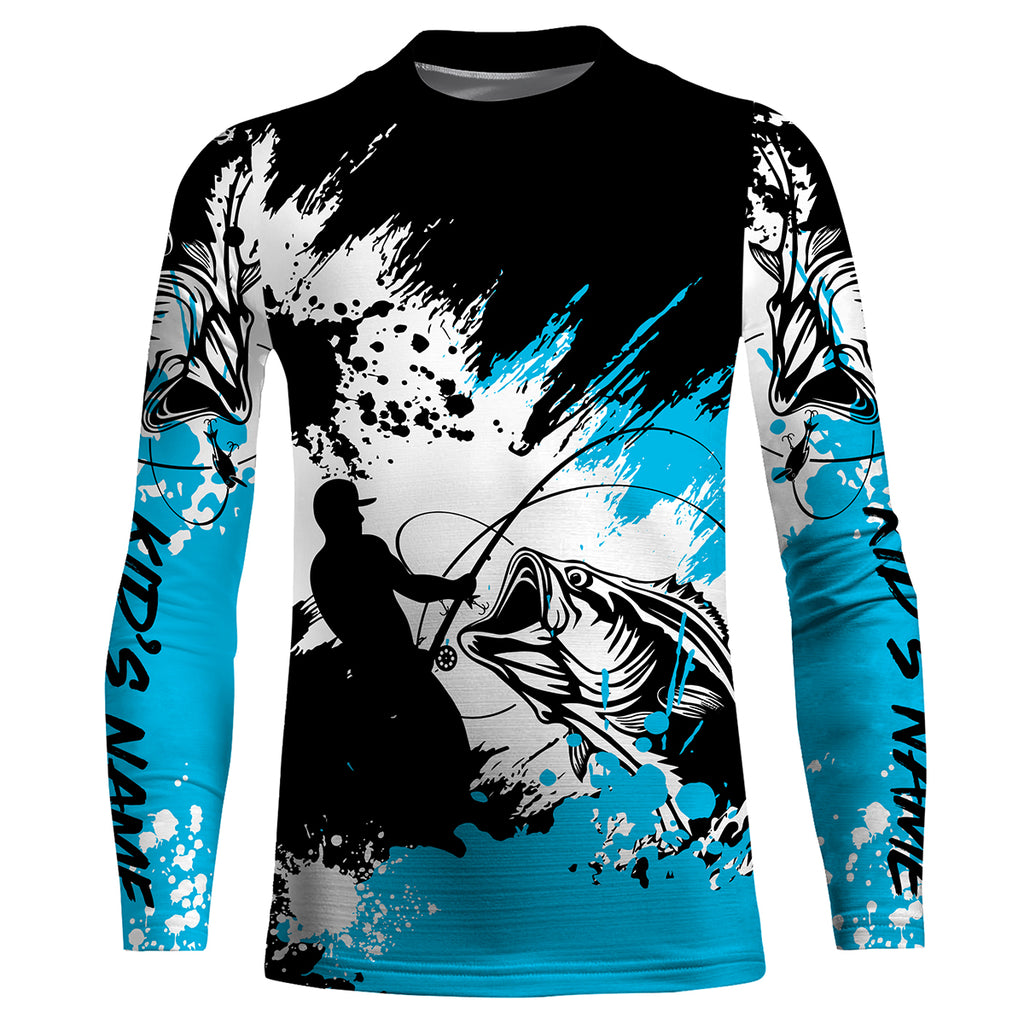 Personalized Bass Fishing Shirts Tropical Leaves Bass Fishing UV Protection Fishing Shirts IPHW2317, T-Shirt UPF / L