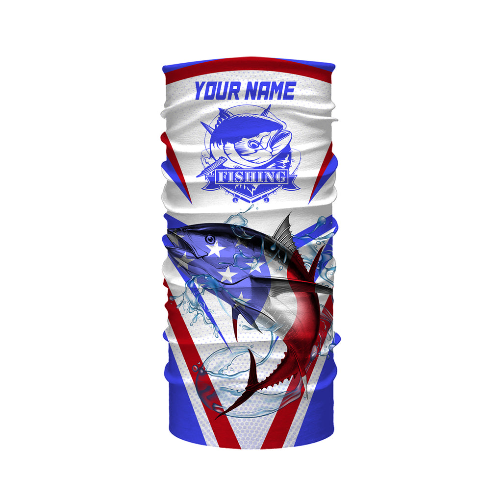 Tuna Fishing American Flag Custom name performance Long Sleeve