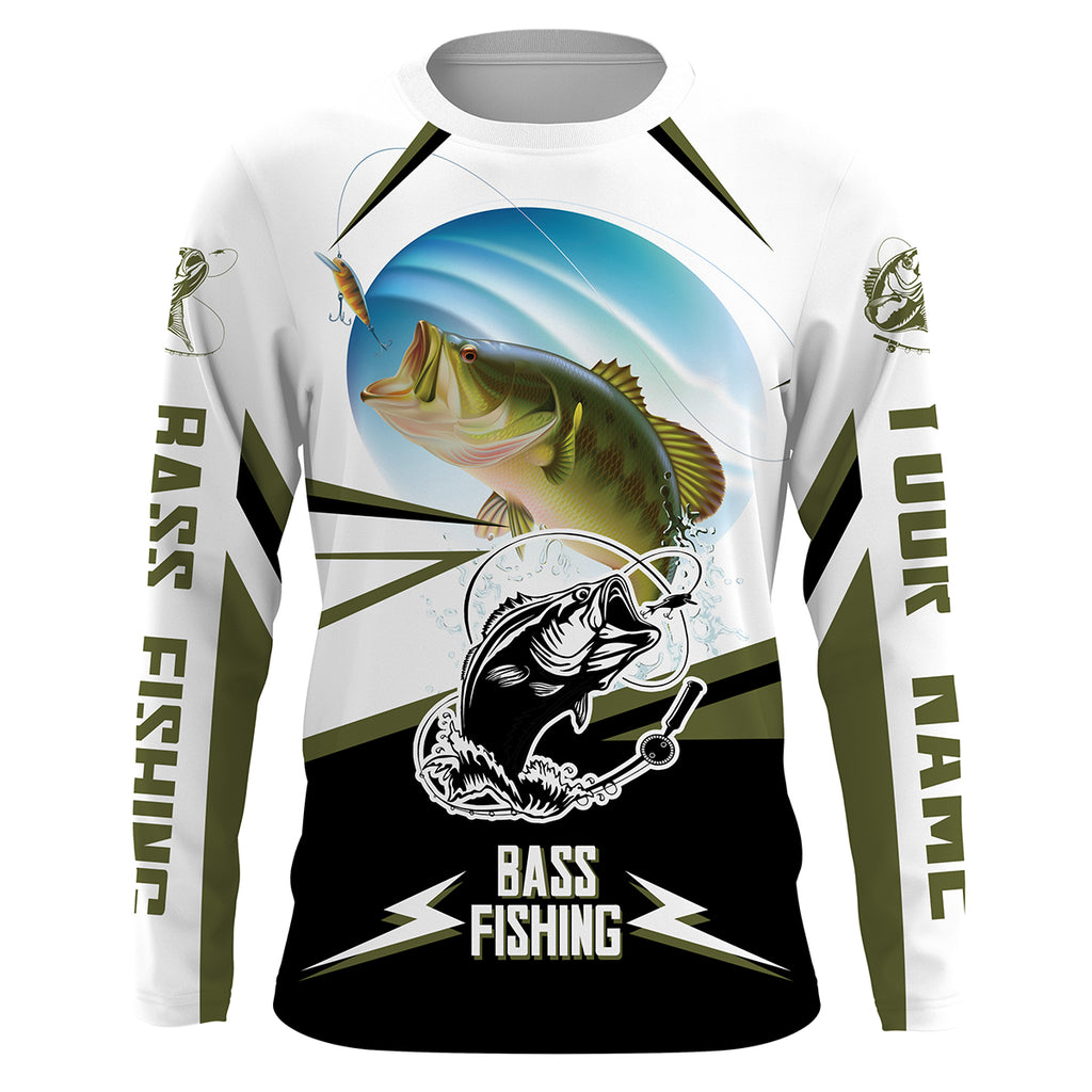 Bass Fishing Shirt UV Protection Customize, Personalized Bass Fishing Tatoo Apparel HVFS018, Long Sleeves UPF / 3XL