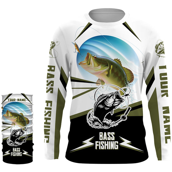 Bass Fishing shirt UV protection quick dry customize name, personalized Bass Fishing tatoo apparel UPF 30+ HVFS018