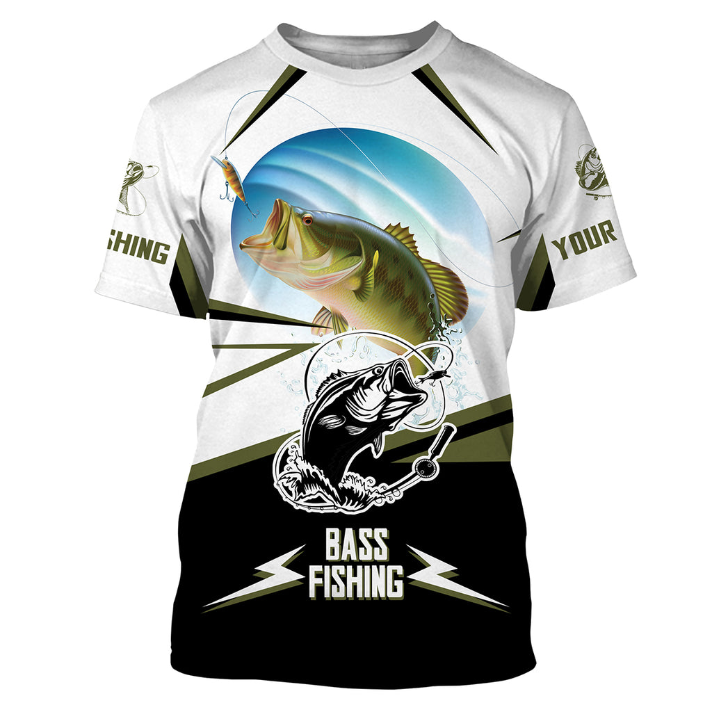 Bass Fishing Shirt UV Protection Customize, Personalized Bass Fishing Tatoo Apparel HVFS018, T-Shirt UPF / 2XL