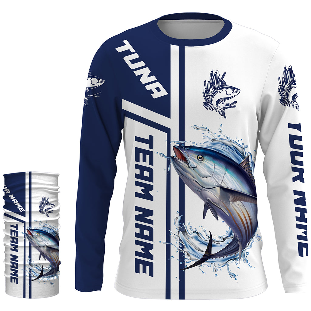 Tuna Fishing Custom Name Performance Fishing Shirt, Sun Protection Long Sleeve, Custom Team Name Fishing Jerseys HVFS043 Long Sleeves Hooded UPF / 3XL