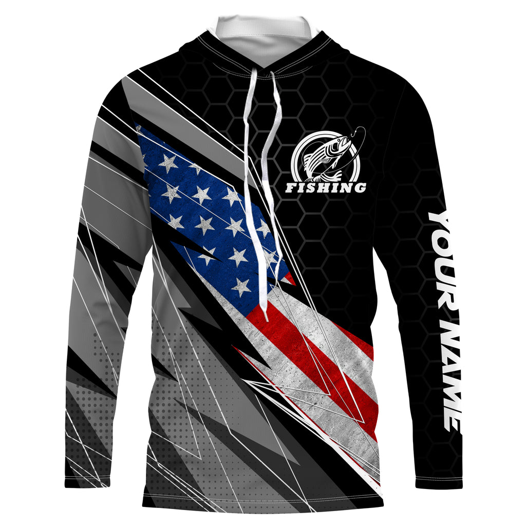 Personalized Fishing Jerseys American Flag UV Custom Long Sleeves