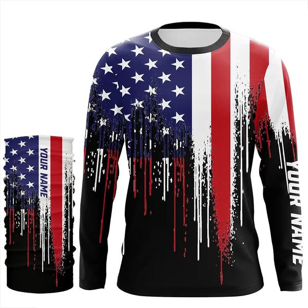 American Flag UV Protection Custom Long Sleeve Shirts Patriotic Fishing Apparel TTN120