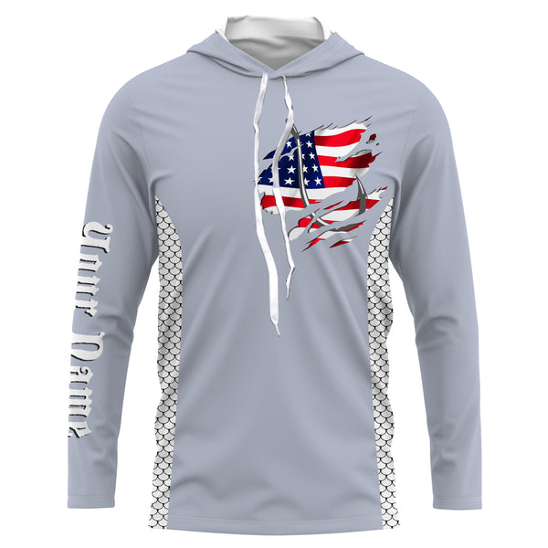 American Flag Fish Hook Custom UV Protection Long Sleeve performance Fishing Shirts TTN71