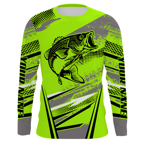 Personalized Bass Fishing Jerseys, Green Fishing Apparel UV Protection, Gift for Fishing Lovers TTN84