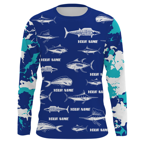 Saltwater Fishing Camo Custom UV Protection Long sleeve Performance Fishing Shirts TTN75