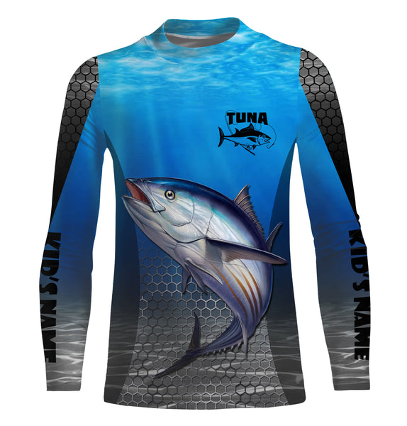 Tuna Fishing Blue Ocean Custom Long Sleeve Performance Fishing Shirts UV Protection Fishing Apparel TTN76