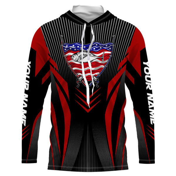 Tuna Fishing American Flag Custom performance Long Sleeve Shirt, Patriotic Fishing jerseys for fisherman TTN20