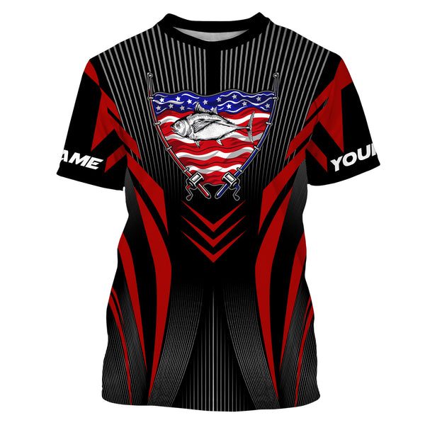 Tuna Fishing American Flag Custom performance Long Sleeve Shirt, Patriotic Fishing jerseys for fisherman TTN20