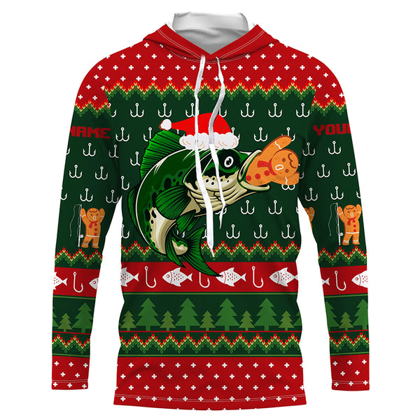 Ugly Christmas Sweater Gingerbread Bass Fishing Shirt, Christmas Fishing Gift for men, women, kid TTN104