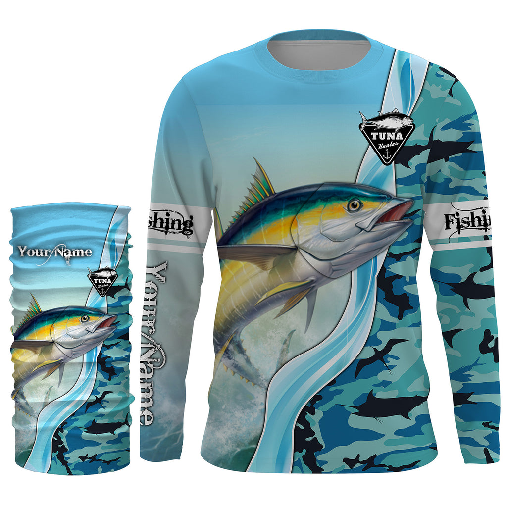 Tuna Fishing Shirts Blue Ocean Camouflage Performance Fishing