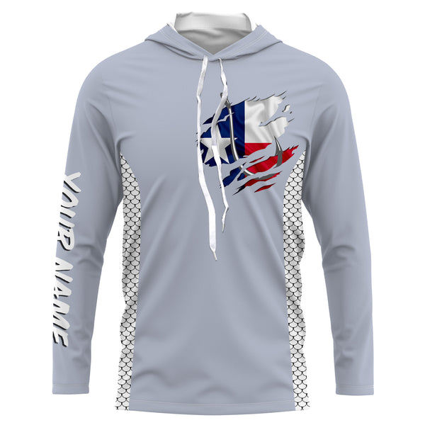 Texas Flag Fish Hook Custom UV Protection Long Sleeve Performance Fishing Shirts TTN78