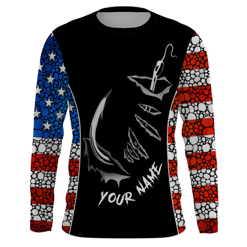 American Flag 3D Fish hook Customize UV Protection Long sleeve performance Patriot Fishing Shirts TTN50