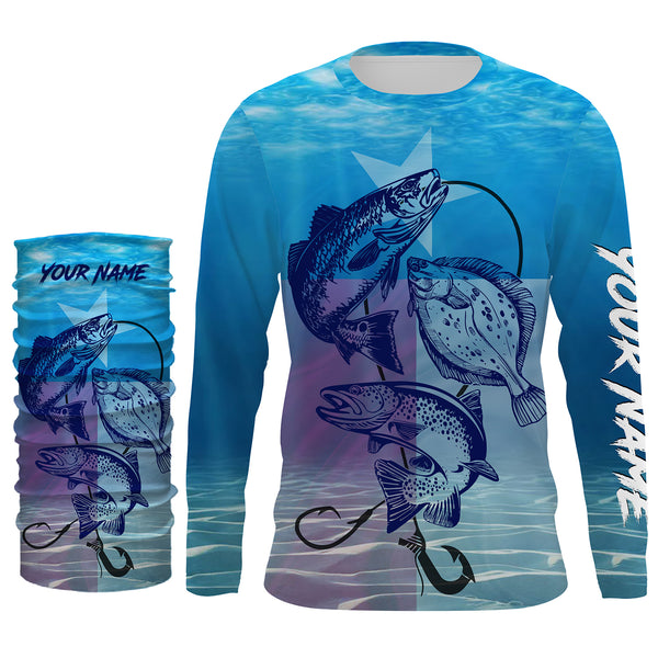 Texas Slam Fishing Redfish, Trout, Flounder Custom name Performance Fishing UV Protection Shirts TTN80