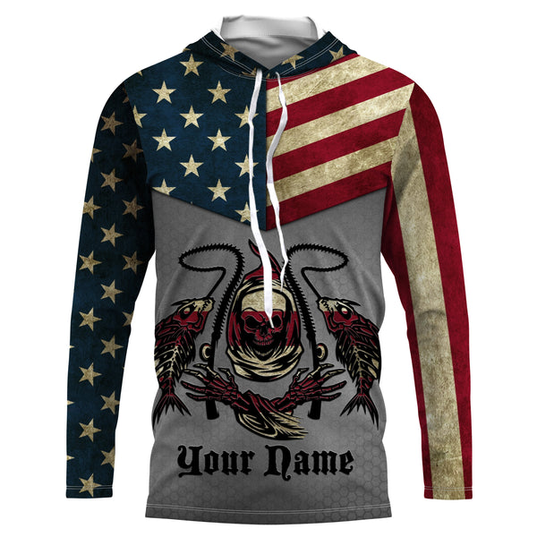 American Flag Fish reaper Custom Long sleeve Shirts UV, US flag personalized Patriotic Fishing gifts TTN11