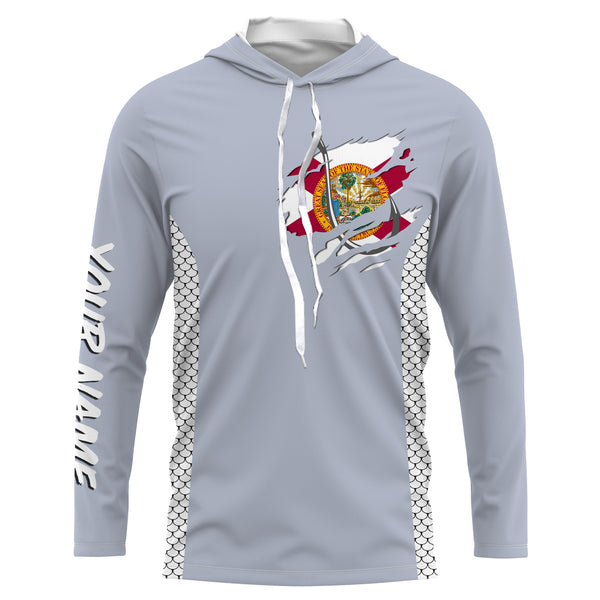 Florida Flag Fish Hook Custom UV Protection Long Sleeve performance Fishing Shirts TTN70