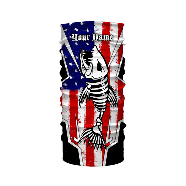 Bass Fish Skeleton American Flag Patriotic UV Protection Fishing Shirt Personalized Fishing Jerseys TTN25