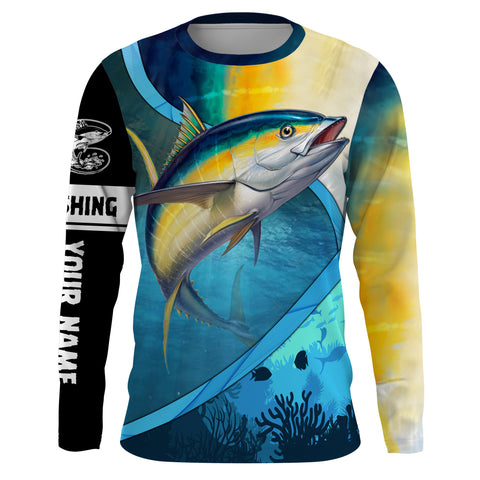 Tuna fishing Sea Camo Custom Name UV protection fishing jersey, fishing tournament shirts TTV45