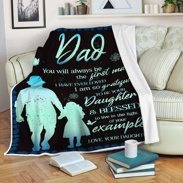 Thoughtful Daughter to Dad Blanket Special Fleece Throw for Dad, Meaningful Father's Day Gift, Birthday, Christmas Gift| N1035