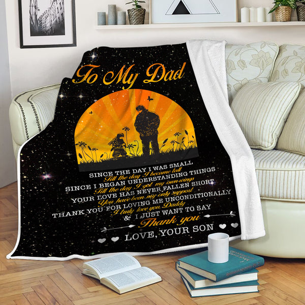 Son to Dad Beautiful Blanket| Meaningful Father's Day, Birthday, Christmas Gift| Thoughtful Fleece Throw for Dad from Son| N1031