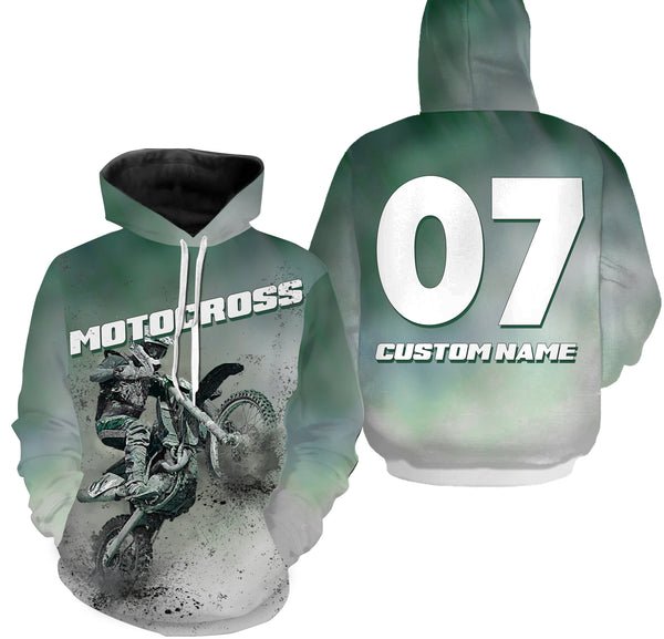 Motocross Personalized Long Sleeves Hoodie T-shirt, All Over Printed Motorcycle Off-road Dirt Racing| NMS301