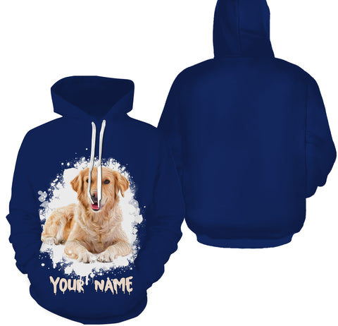 Yellow Labrador Retriever Hoodie Long Sleeve| Custom Name 3D Watercolor Labrador Shirt Lab Mom Lab Dad| JTSD307