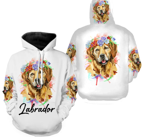 Watercolor Labrador T-shirt Long Sleeve Hoodie All Over Print Shirt for Lab Mom Lab Dad| JTSD300