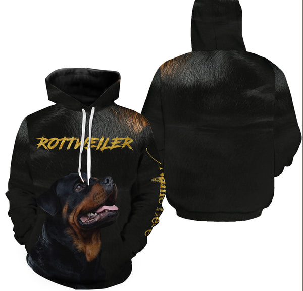 Rottweiler Unisex Hoodie Long Sleeve| Custom Name Rottweiler Shirt for Dog Mom Dog Dad Dog Lover Gift| JTSD272