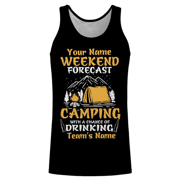 Weekend forecast camping with a chance of drinking T-Shirt personalized long sleeve custom name and team name