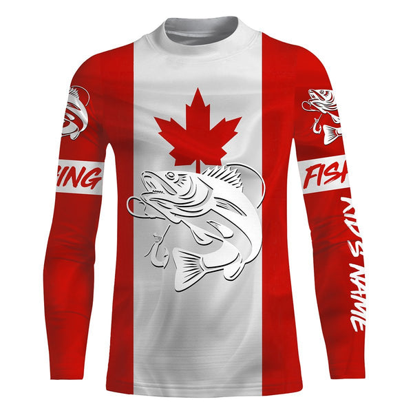 Walleye Fishing 3D Canadian Flag Customize name All over print shirts - personalized fishing gift for men and women and Kid - NQS470