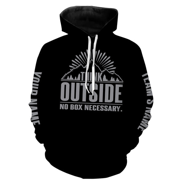 Think outside no box necessary cool camping funny shirt personalized long sleeve custom name and team name