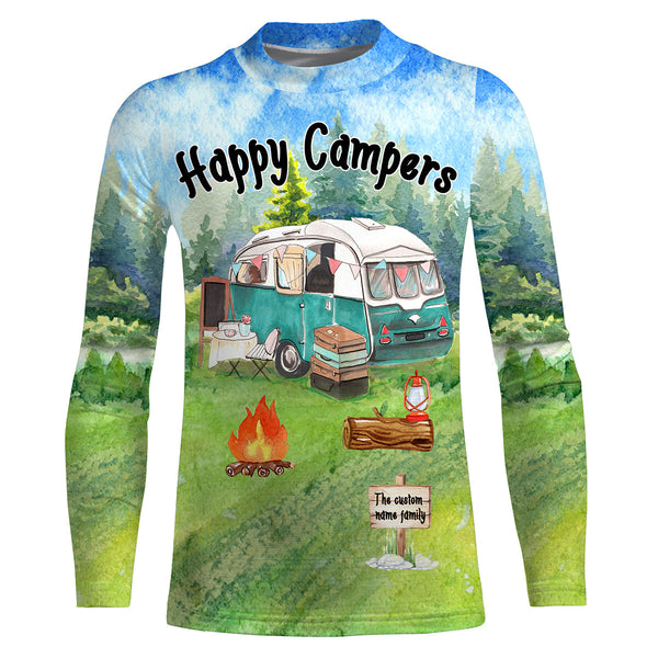 Happy camper camping shirt personalized custom family name