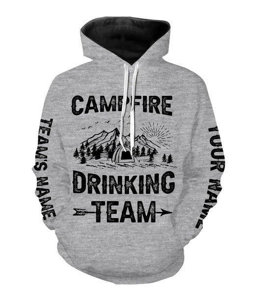 Campfire drinking team Tshirt funny camping party tee personalized long sleeve custom name and team name