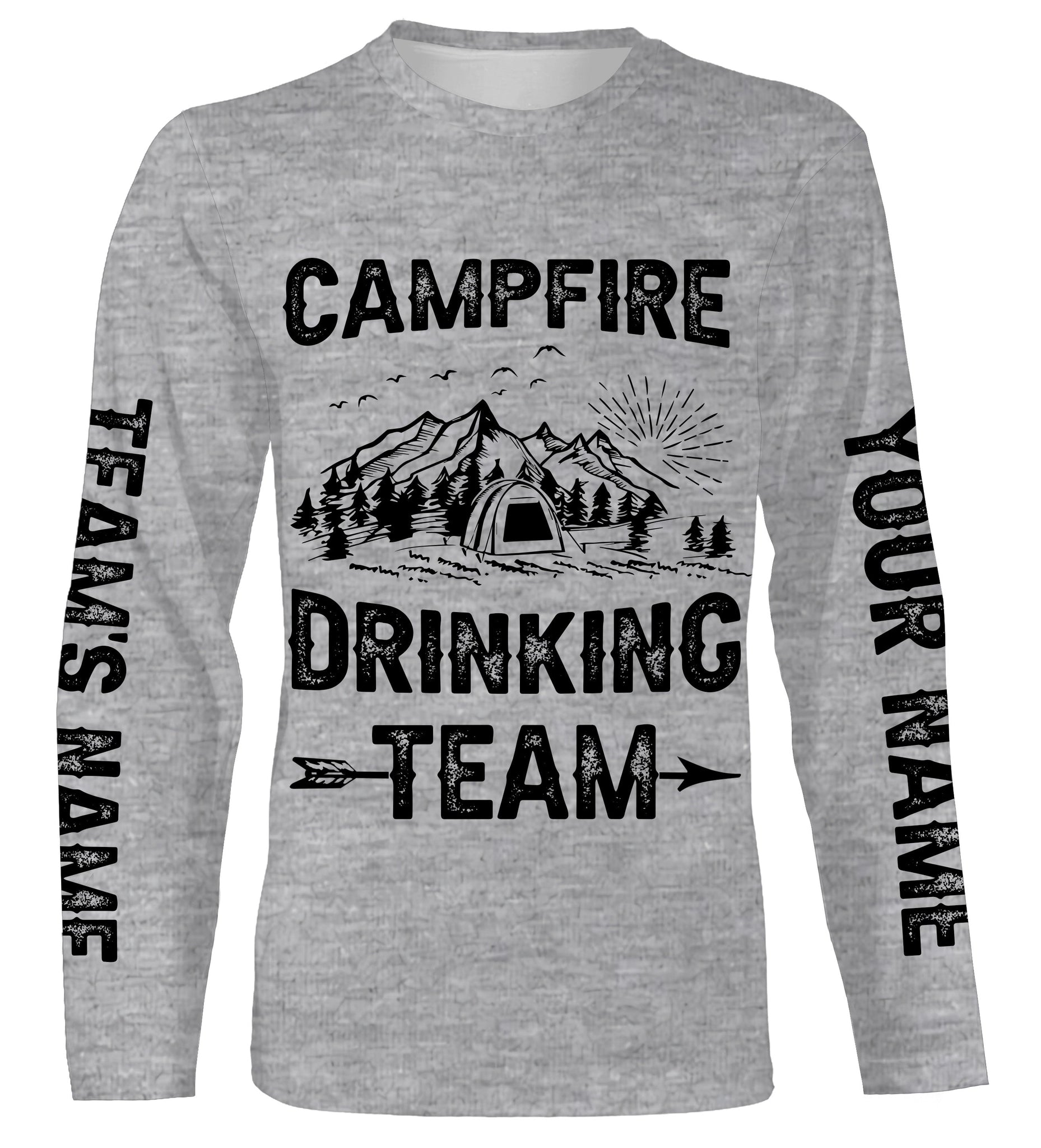 Campfire drinking team Tshirt funny camping party tee personalized long sleeve custom name and team name