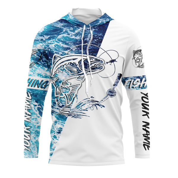 Trout Fishing Custom Long Sleeve Fishing Shirts, personalized Sea wave camo Fishing Shirts - IPHW1686