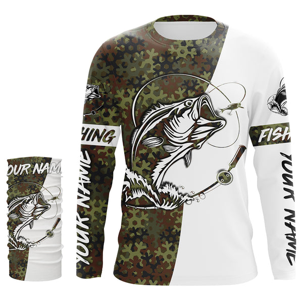 Personalized Bass Fishing Camo Long Sleeve Fishing Shirts, Bass Fishing Christmas gifts - IPHW1875
