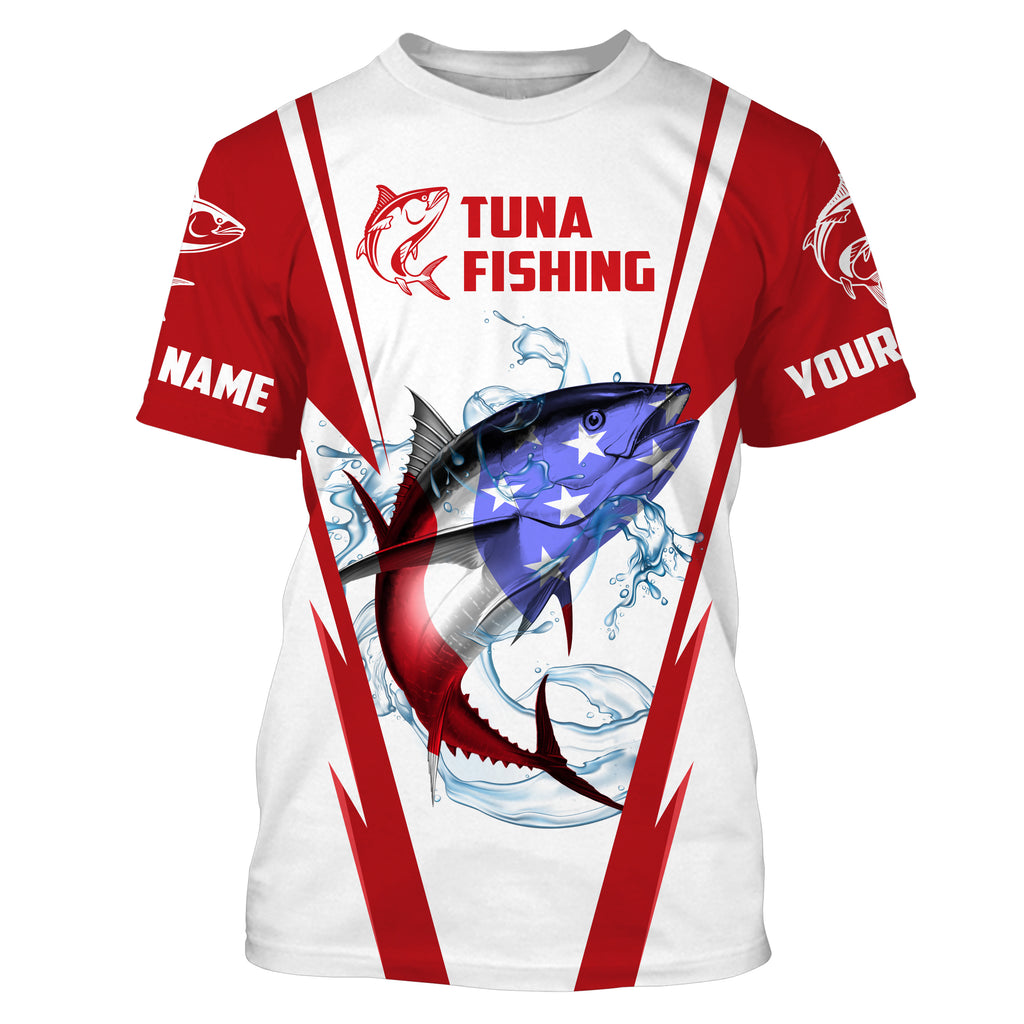 Tuna Fishing American Flag Custom performance Long Sleeve Fishing