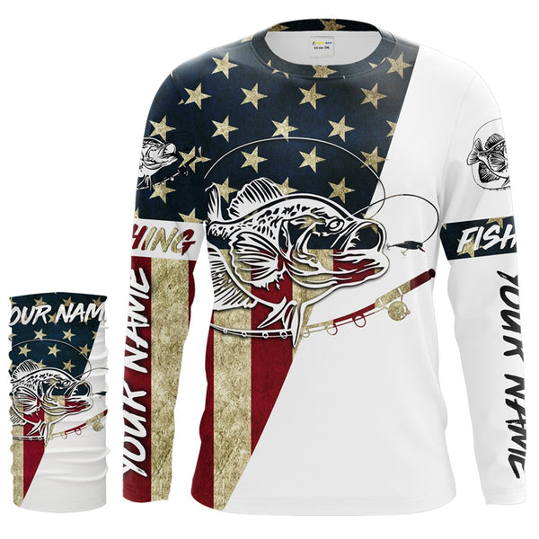 Crappie Fishing American Flag Custom Long Sleeve Fishing Shirts, Personalized Patriotic Fishing Gifts - IPHW1112
