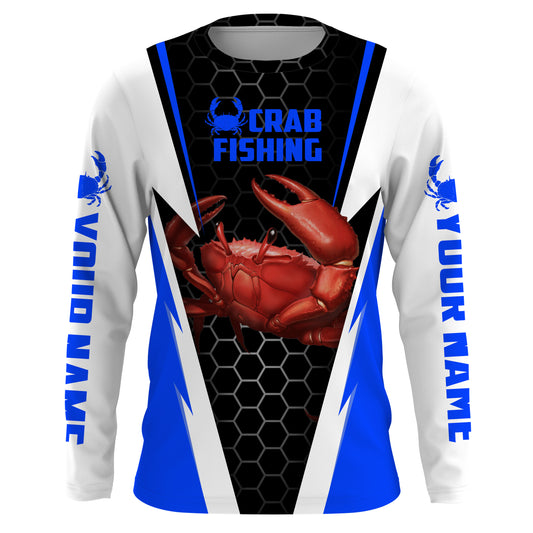 Crab Fishing Custom Long Sleeve performance Fishing Shirts, Crab Fishing jerseys | blue IPHW2807