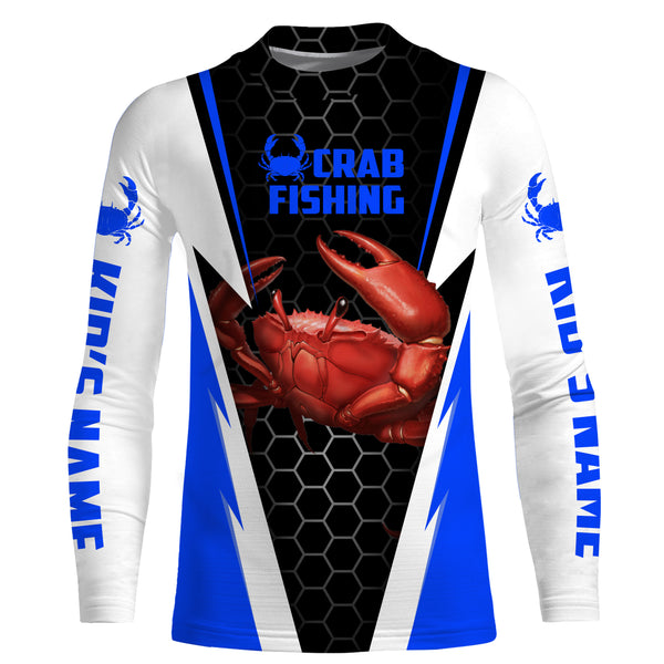 Crab Fishing Custom Long Sleeve performance Fishing Shirts, Crab Fishing jerseys | blue IPHW2807