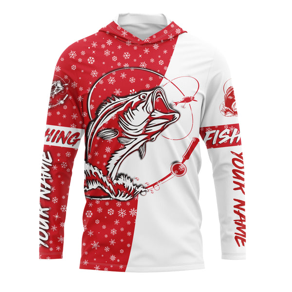 Bass Fishing Christmas Custom UV Protection Long Sleeve Fishing Shirts, Bass Fishing Christmas gifts - IPHW1711
